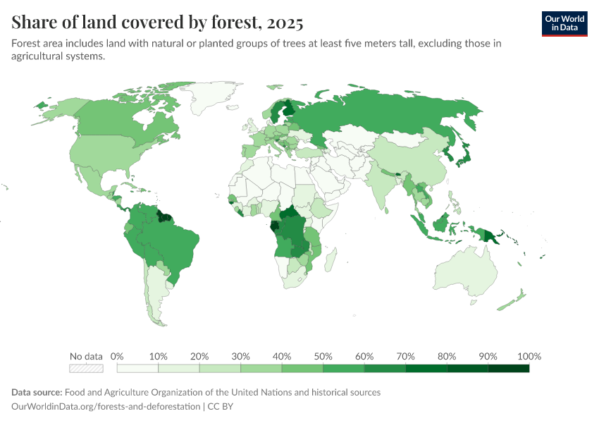 A thumbnail of the "Share of land covered by forest" chart