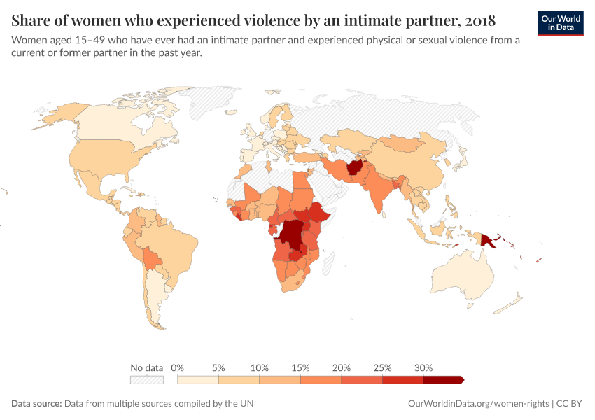 A thumbnail of the "Share of women who experienced  violence by an intimate partner" chart