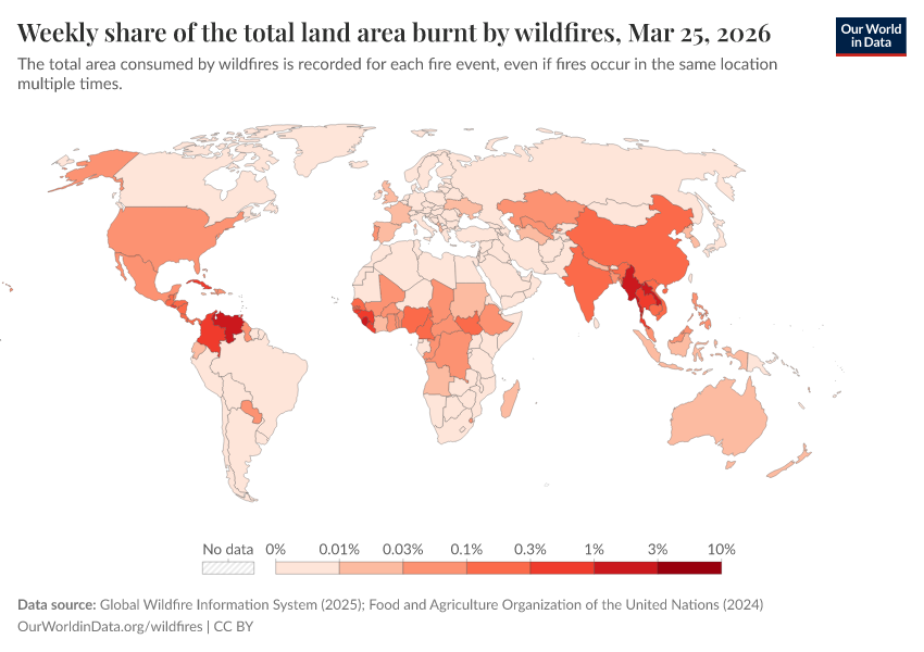 A thumbnail of the "Weekly share of the total land area burnt by wildfires" chart